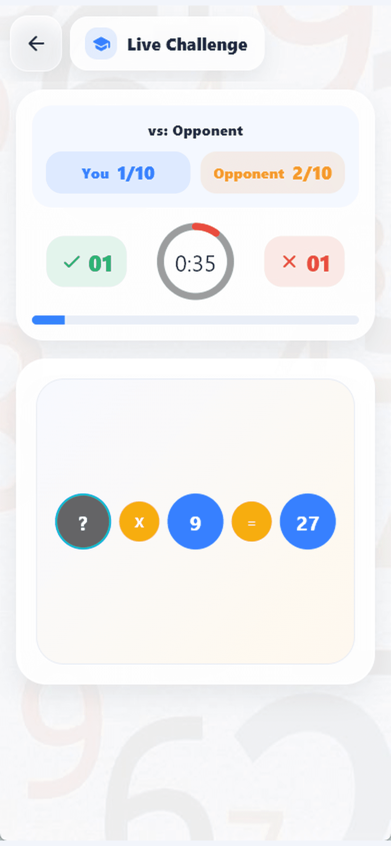 Live challenge multiplayer match